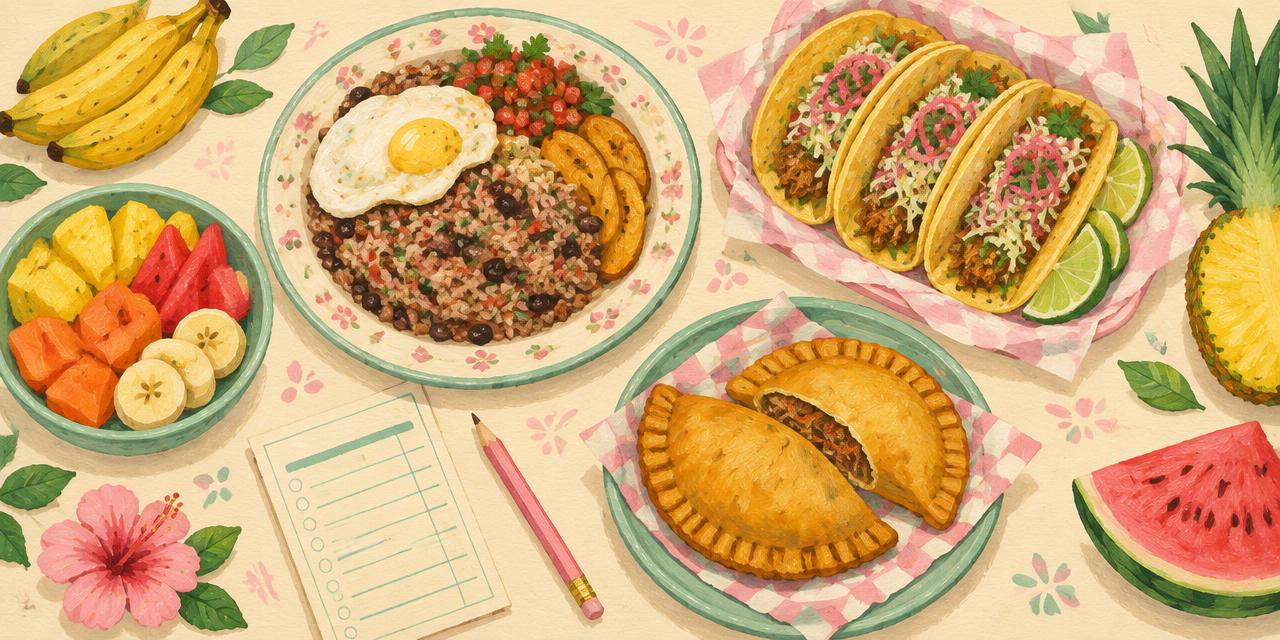 Comida callejera tica ilustrada